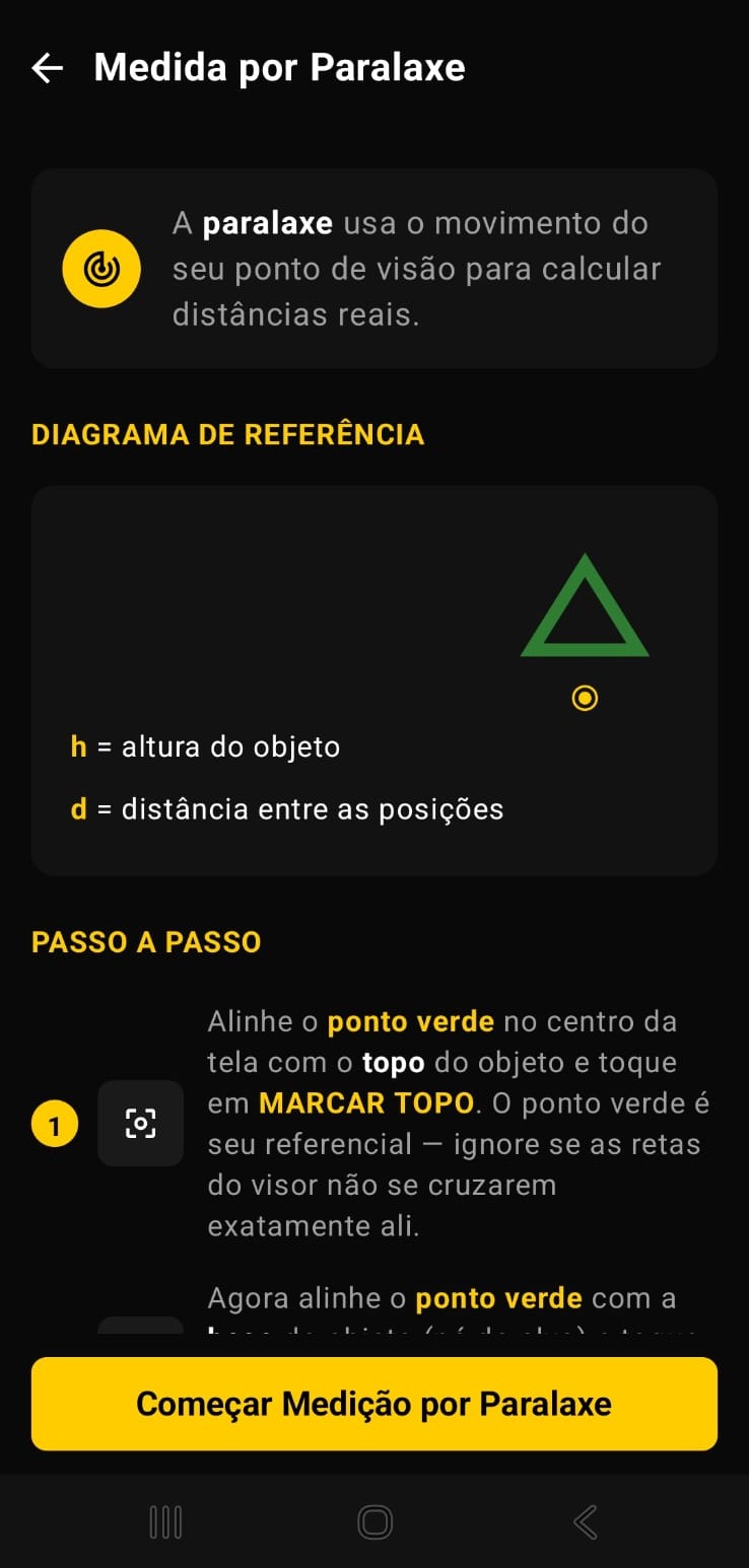 Medição por paralaxe — meça distâncias com a câmera